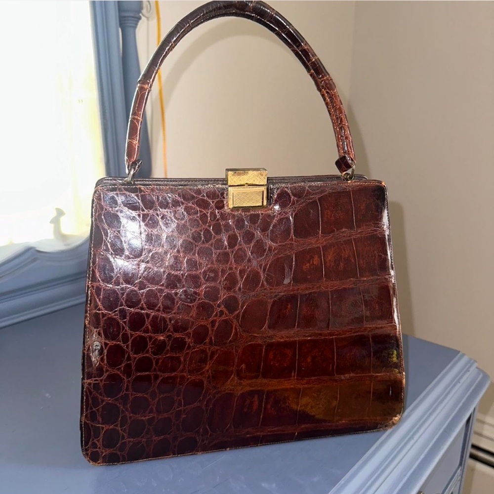 Antique bellstone crocodile bag!